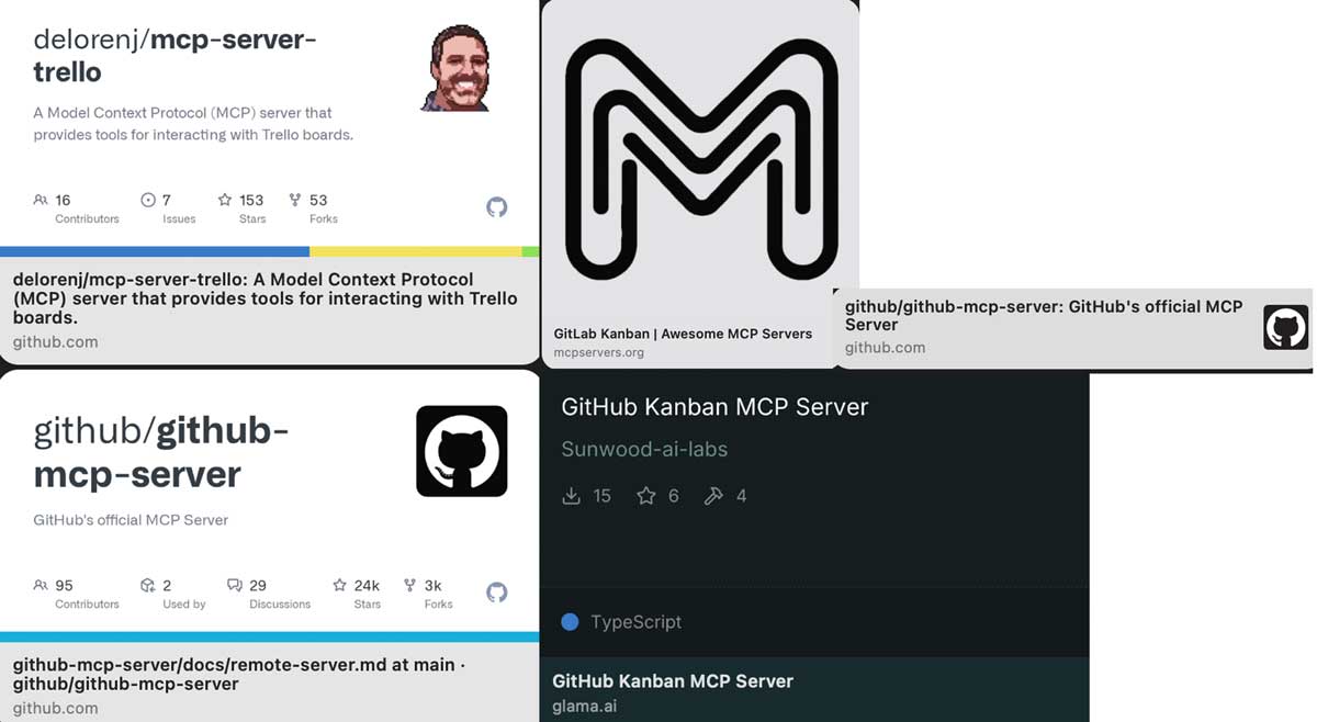 Documentation pages for GitLab, Trello, and Jira APIs spread across multiple browser tabs