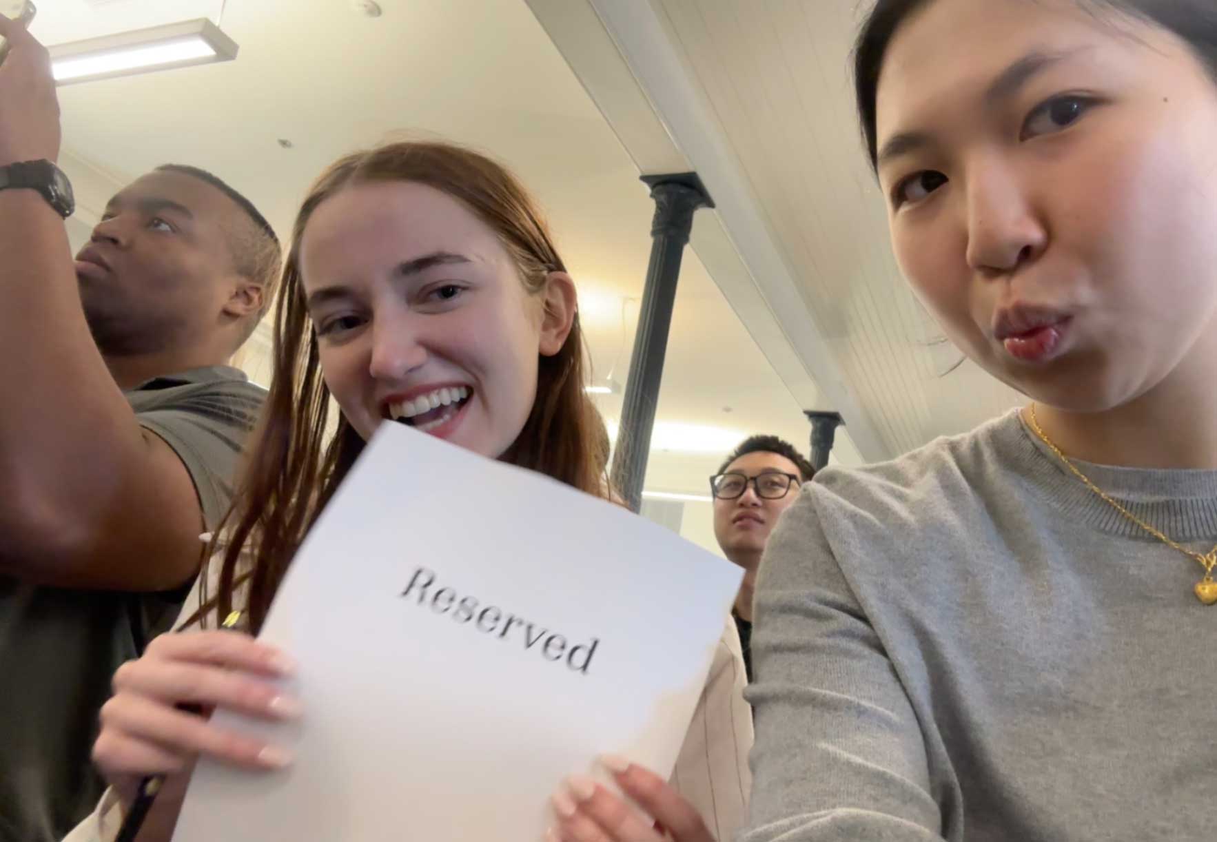 Reserved theater seats with velvet upholstery