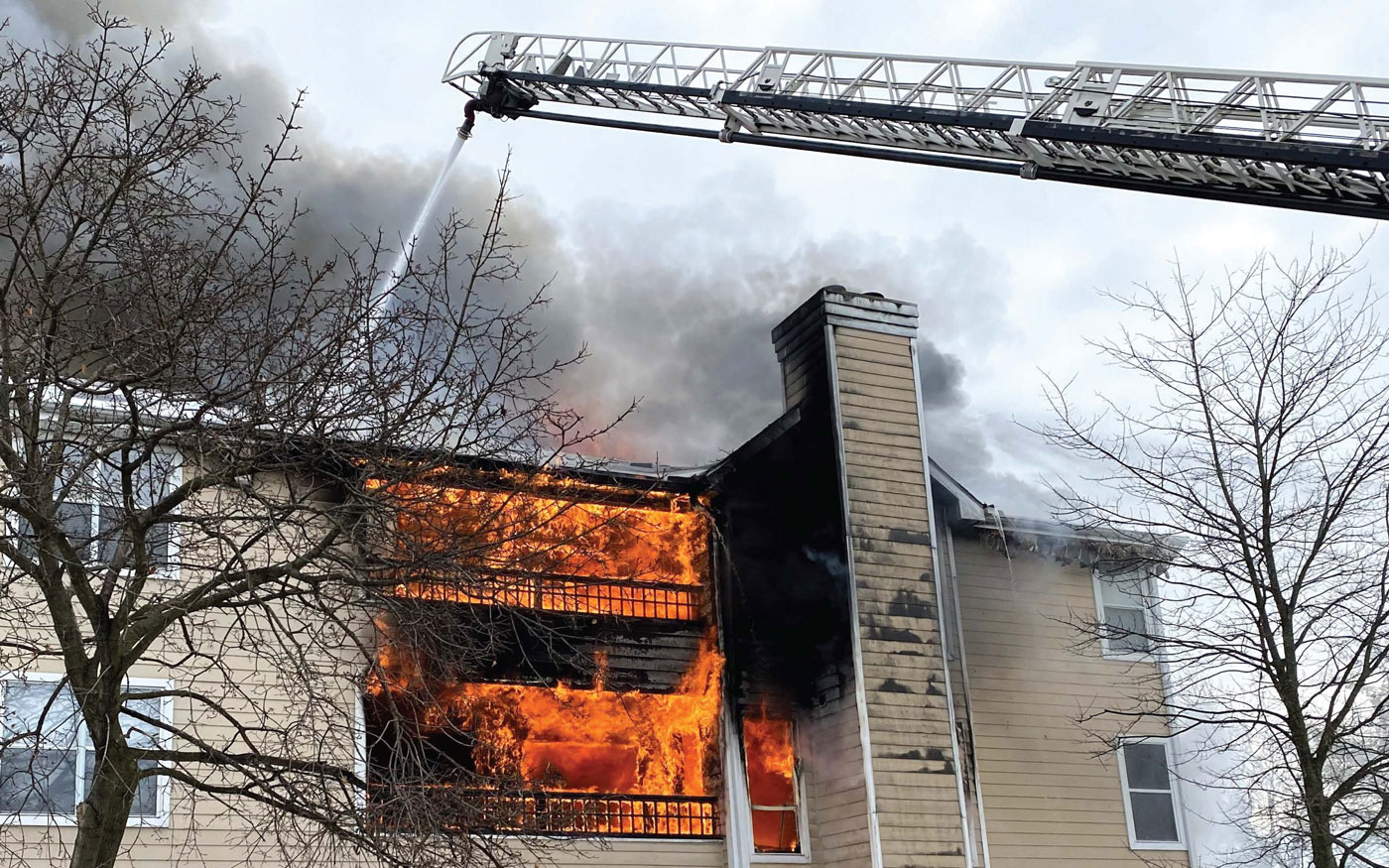 Firefighter at blaze